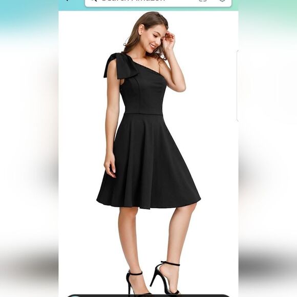 Jasambac Bow one shoulder A-line dress with pockets size LARGE - Picture 2 of 13